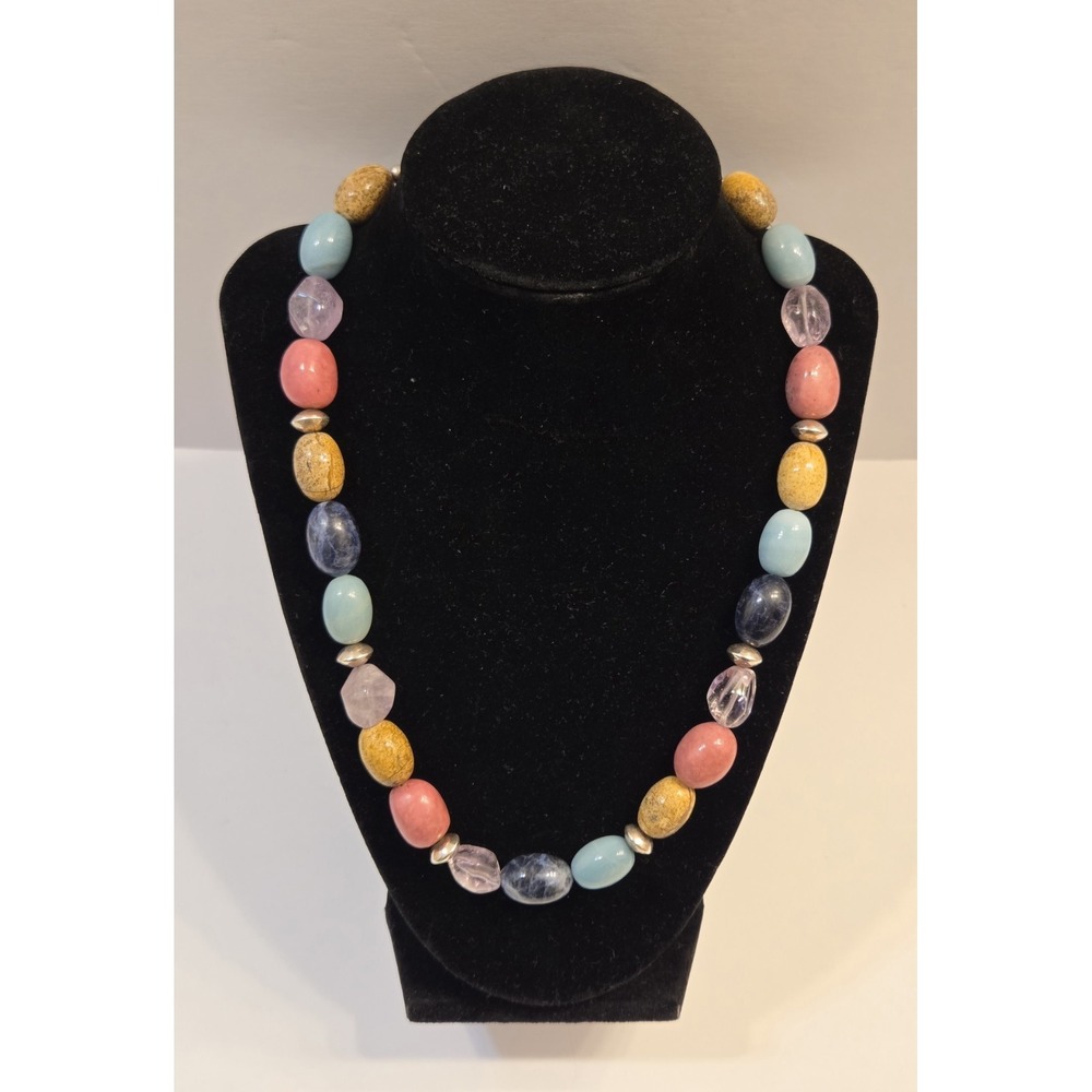 Chunky Carolyn Pollack Multi Gemstone‎ & Sterling Silver Necklace 18-21"